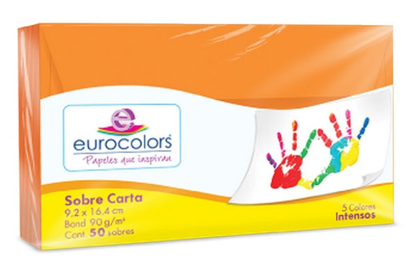 Sobre Eurocolors Carta pack c/50 C Naranja 9.2×16.4cm eurocolors HA0224 Paquete 7501454601162 01