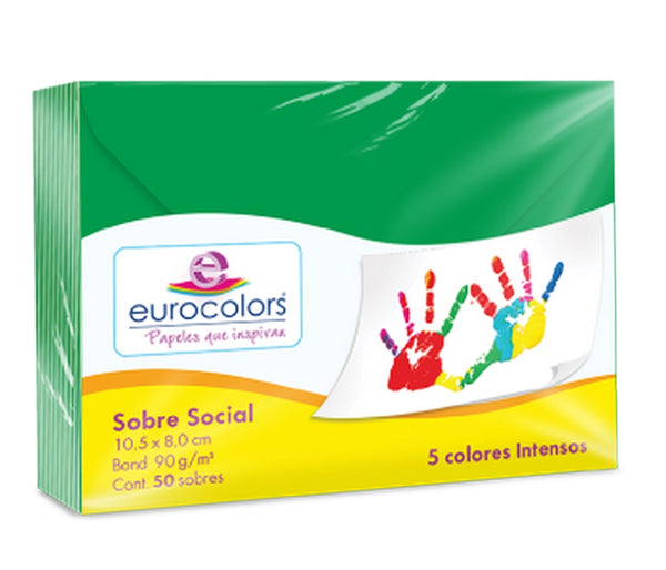Sobre Eurocolors Social pack c/50 S Verde Bandera 8.0×10.5cm eurocolors UA0065 Paquete 7501454601209