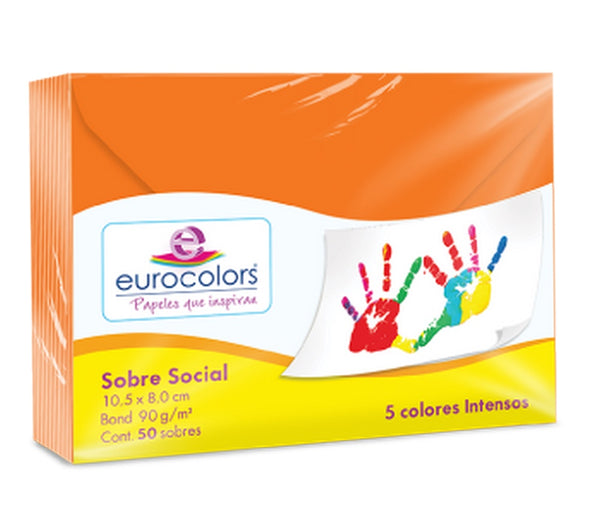 Sobre Eurocolors Social pack c/50 S Naranja 8.0×10.5cm eurocolors UA0067 Paquete 7501454601223 01