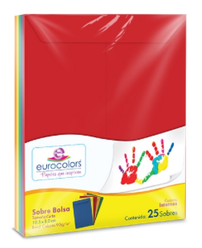 Sobre Eurocolors Bolsa Carta pack c/25 B Colores (5) 23×30.5cm eurocolors IA323 Paquete 750145460124