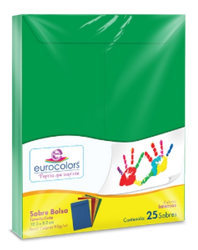 Sobre Eurocolors Bolsa Carta pack c/25 B Verde Bandera 23×30.5cm eurocolors IA325 Paquete 7501454601