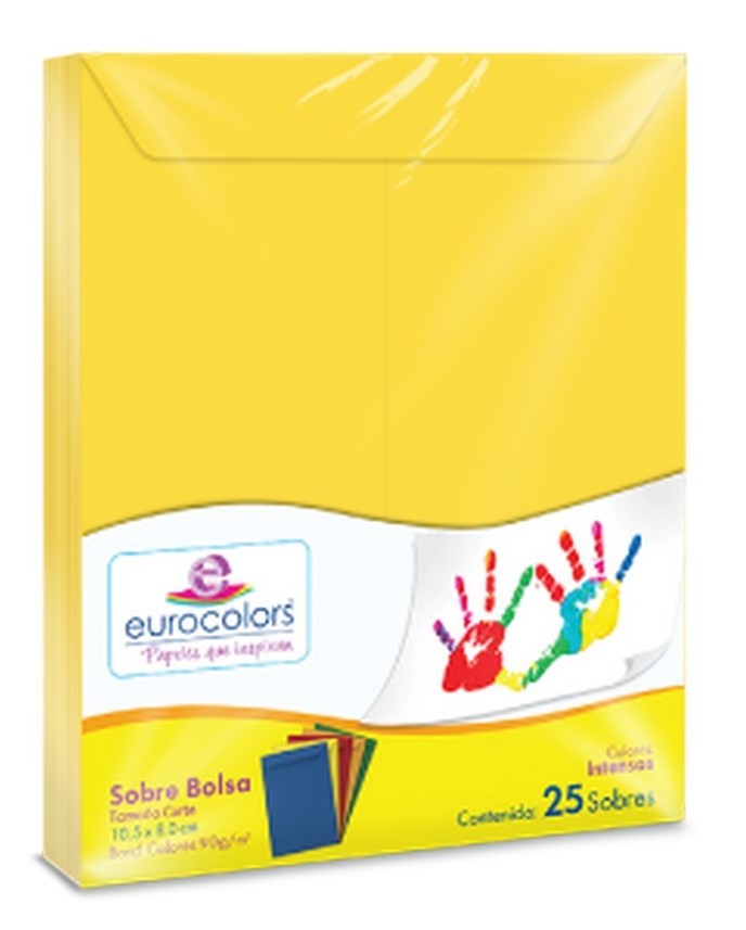 Sobre Eurocolors Bolsa Carta pack c/25 B Canario 23×30.5cm eurocolors IA326 Caja 7501454601278 01