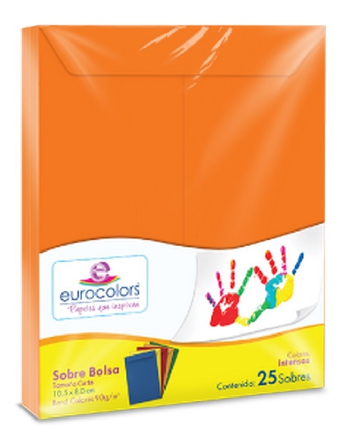 Sobre Eurocolors Bolsa Carta pack c/25 B Naranja 23×30.5cm eurocolors IA327 Paquete 7501454601285 01