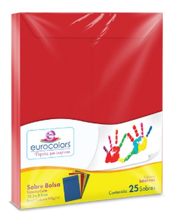Sobre Eurocolors Bolsa Carta pack c/25 B Rojo 23×30.5cm eurocolors IA328 Paquete 7501454601292 01