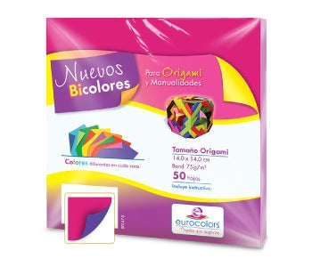 Papel p/Origami E-Bicolor 50hjs Rosa-Morado 14×14cm eurocolors EC1017 Paquete 7501454601957 01