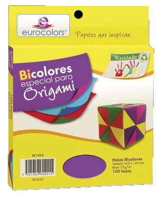 Papel p/Origami E-Bicolor 100hj Arcoíris (10) 14×14cm eurocolors EC1023 Paquete 7501454602015 01 Imagen principal del producto