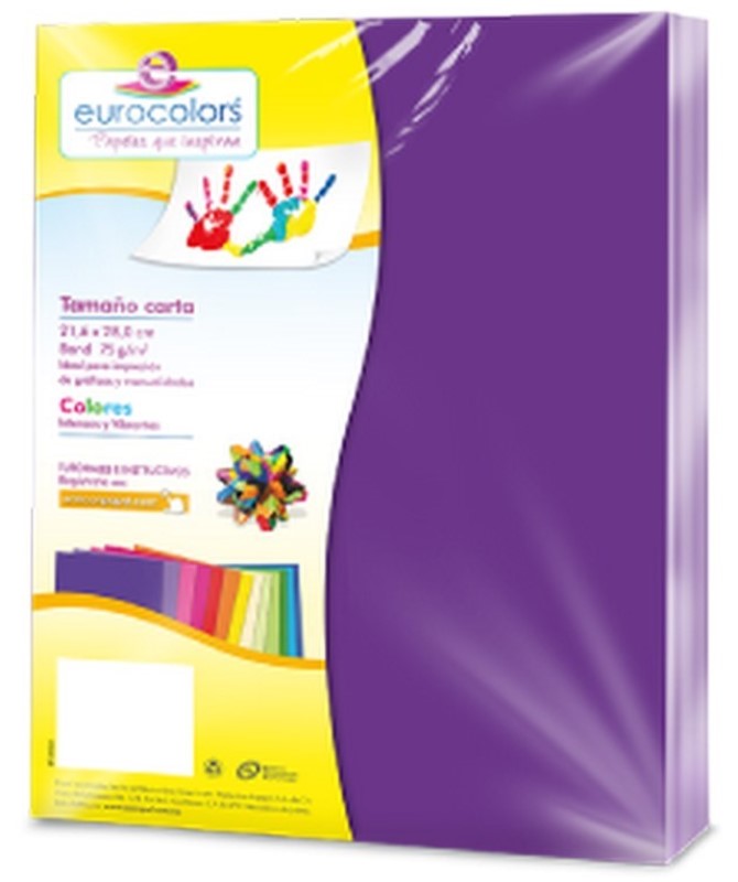 Papel Bond Color Eurocolor pack c/100 Morado Uva Carta eurocolors EC0086 Cien hojas 7501454602114 01