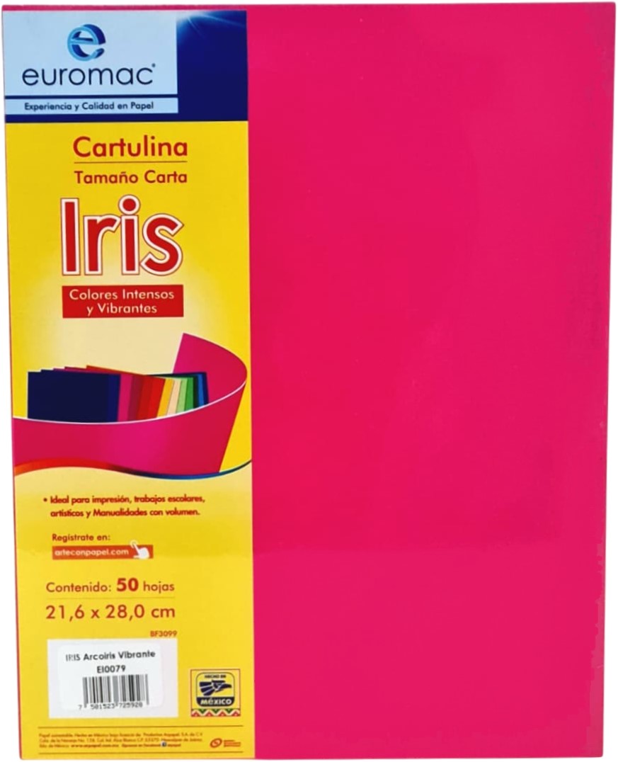 Cartulina EuroIris Arcoíris Vibrantes c/50 Colores (5) Carta euromac® EI0079 [Paquete] 7501523725928 2
