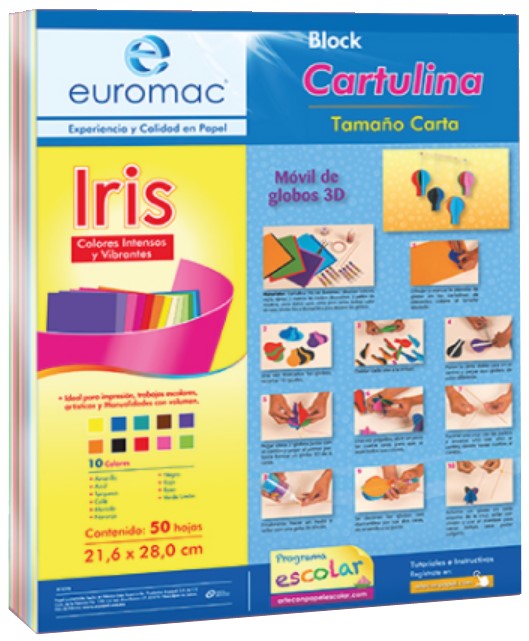 Cartulina Euroiris Block c/50 hojas Colores Carta euromac® EI0080 [Bloque] 7501523725935