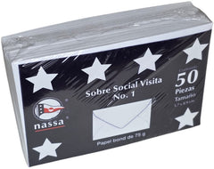 Sobre tarjeta de Visita paquete c/50 75g #1 Blanco Bond 5.7×8.9cm Nassa® HA0057 Paquete 750152371301