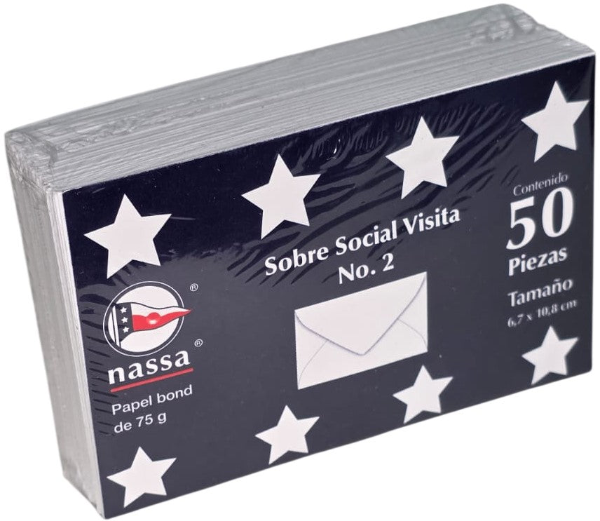Sobre tarjeta de Visita paquete c/50 75g #2 Blanco Bond 6.1×9.5cm Nassa® HA0058 Paquete 750152371302