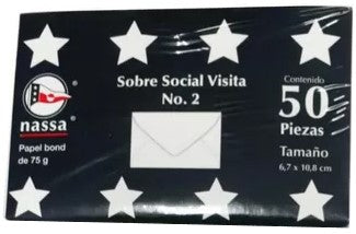 Sobre tarjeta de Visita #2 c/50 Blanco Bond 6.1×9.5cm Nassa® HA0058 [Paquete] 7501523713024 2