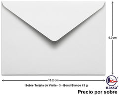Sobre tarjeta de Visita #3 Blanco Bond 6.3×10.2cm Nassa® HA0059 [Sobre] 7501523713031