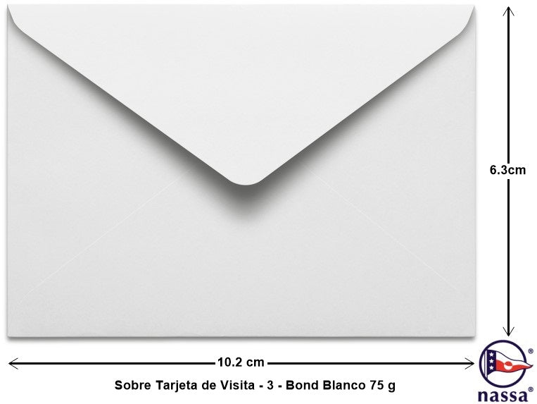 Sobre tarjeta de Visita #3 Blanco Bond 6.3×10.2cm Nassa® HA0059 Sobre 7501523713031