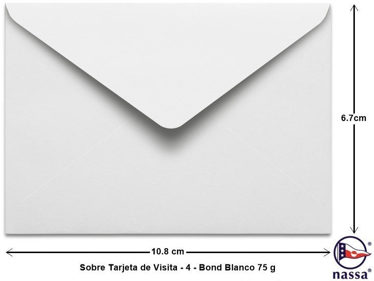 Sobre tarjeta de Visita paquete c/50 75g #4 Blanco Bond 6.7×10.8cm Nassa® HA0060 Paquete 75015237130