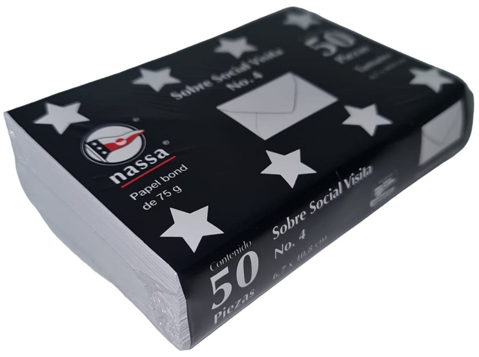 Sobre tarjeta de Visita #4 c/50 Blanco Bond 6.7×10.8cm Nassa® HA0060 [Paquete] 7501523713048 2