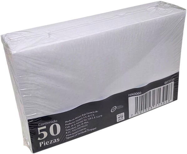 Sobre tarjeta de Visita paquete c/50 75g #4 Blanco Bond 6.7×10.8cm Nassa® HA0060 Paquete 75015237130