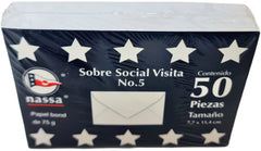 Sobre tarjeta de Visita #5 c/50 Blanco Bond 7.7×11.4cm Nassa® HA0061 [Paquete] 7501523713055 2