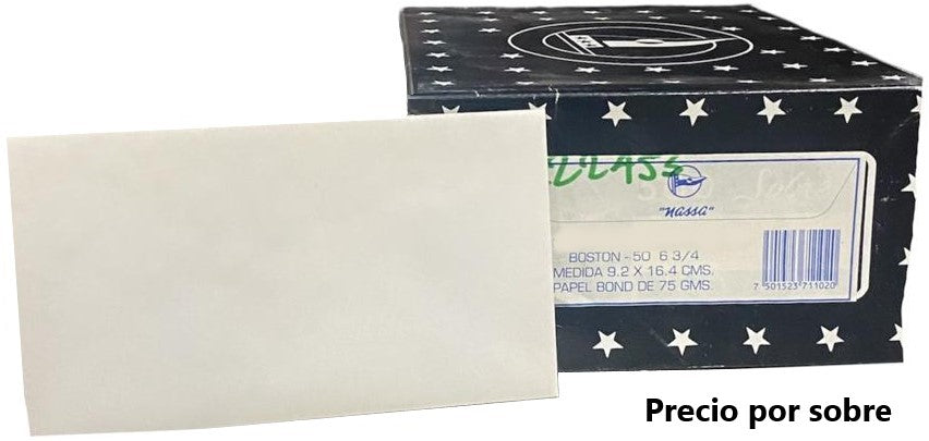 Sobre Boston 50kg Blanco Bond Carta 6¾ Nassa® HA0072 [Sobre] 7501523711020