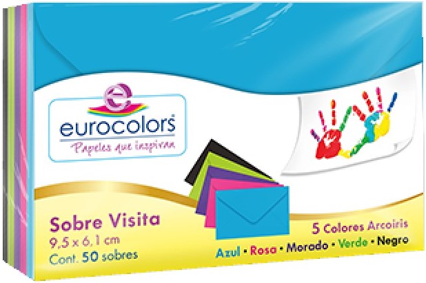 Sobre Eurocolors Visita Arcoíris pack c/50 V Colores (5) 9.5×6.1cm eurocolors HA0279 Caja 7501454603302