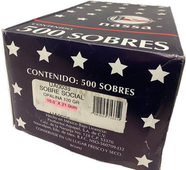 Sobre Linea Social Opalina Blanco 160×210mm Nassa® UA0036 [Sobre] 7501523713314 2