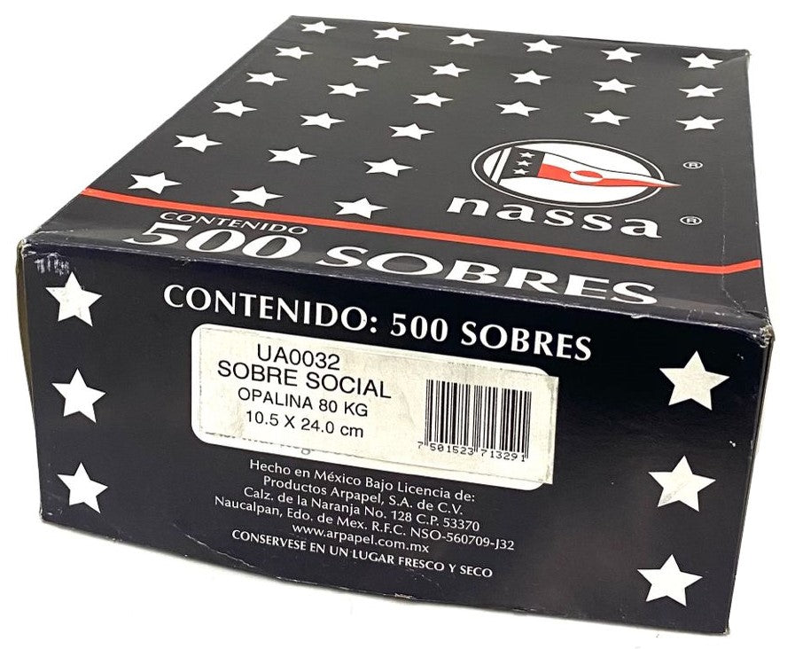 Sobre Linea Social Opalina Blanco 105×240mm Nassa® UA0032 [Sobre] 7501523713291 2