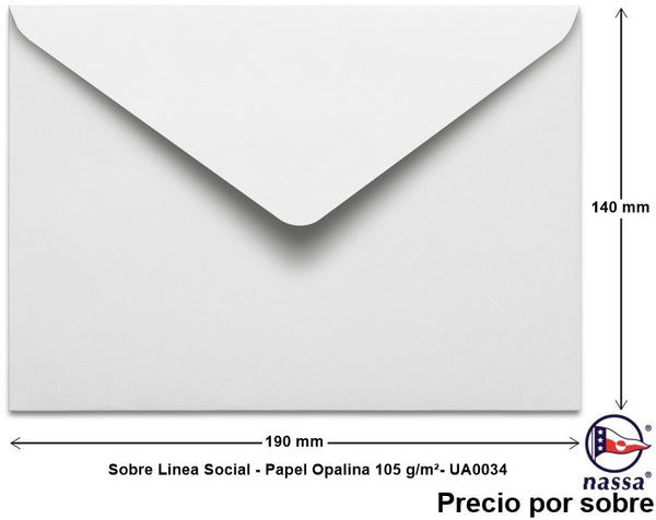 Sobre Linea Social Opalina Blanco 140×190mm Nassa® UA0034 [Sobre] 7501523713307