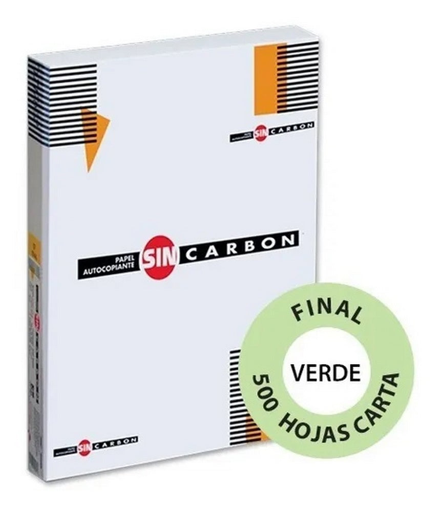 Papel Autocopiante C.F. paquete c/500 Verde pastel Carta 75g Sin Carbón® Resma 701664400969 01