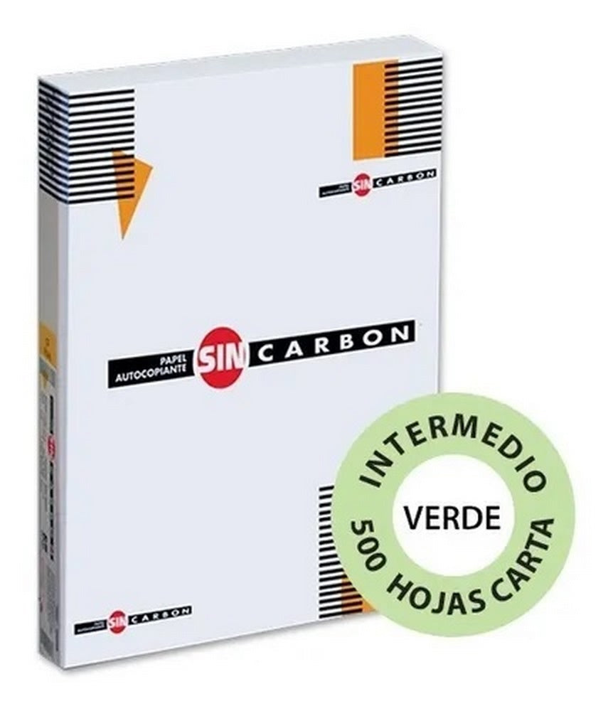 Papel Autocopiante C.F.B. paquete c/500 Verde pastel Carta 75g Sin Carbón® Resma 01