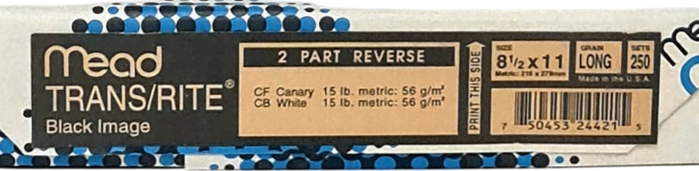 Papel Autocopiante CB-CF 2 tantos pack c/250 Blanco/Canario Carta 56g Mead® [Paquete] 750453244215 2