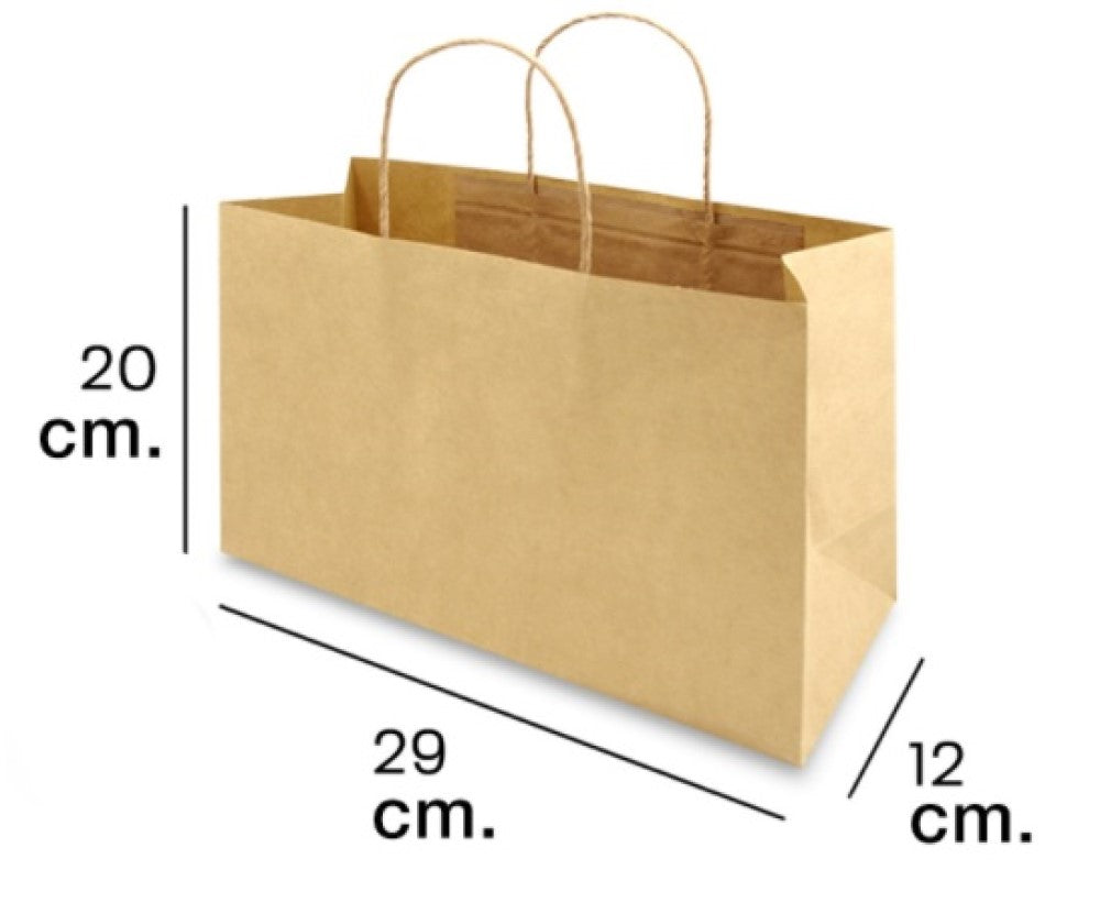 Bolsa p/Regalo Kraft con Asa Boutique Mediana Lisa 29×20+12cm Caltom® 19D24-B19 Bolsa 7501064300196