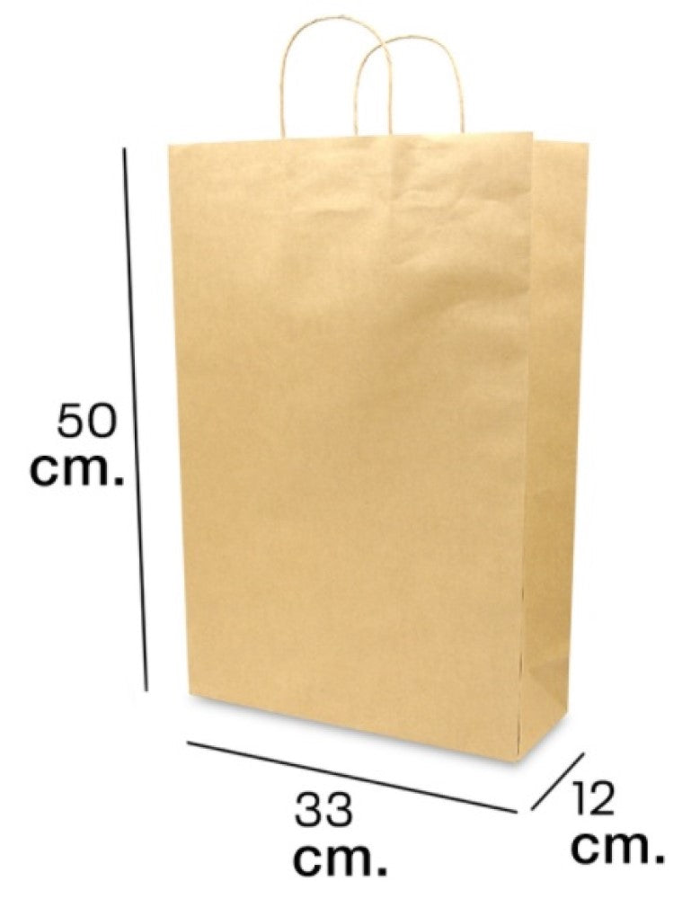 Bolsa p/Regalo Kraft con Asa Jumbo Lisa 33×50+12cm Caltom® 17D15 B17 Bolsa 7501064300172 01