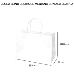Bolsa p/Regalo Bond con Asa Boutique Mediana Blanco 29×20+12cm Caltom® 19D24BBLA Bolsa 7501064305108
