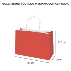 Bolsa p/Regalo Bond con Asa Boutique Mediana Rojo 29×20+12cm Caltom® PD19BROJ Bolsa 7501064305078 01
