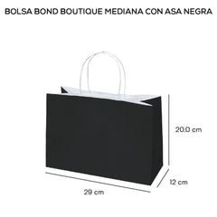 Bolsa p/Regalo Bond con Asa Boutique Mediana Negro 29×20+12cm Caltom® PD19BNEG Bolsa 7501064305092 0