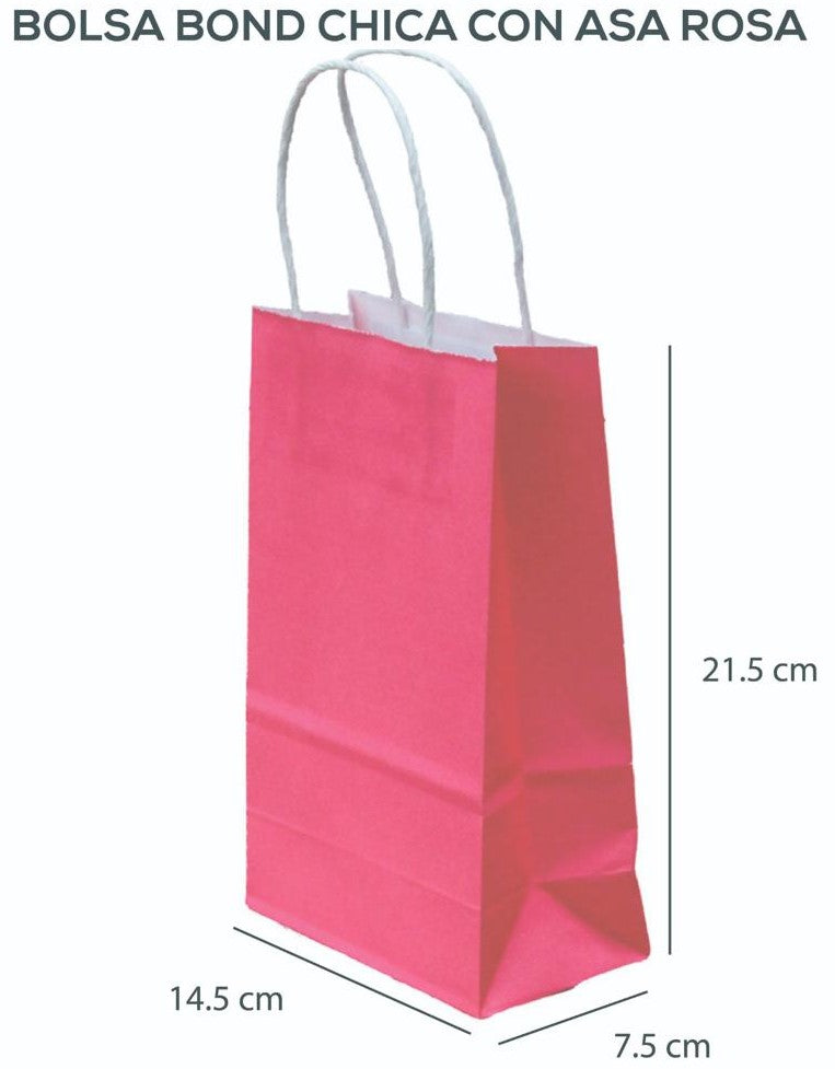 Bolsa p/Regalo Bond con Asa Chica Rosa 14½x21½+8 Caltom® PD14BROS Bolsa 7501064303920 01