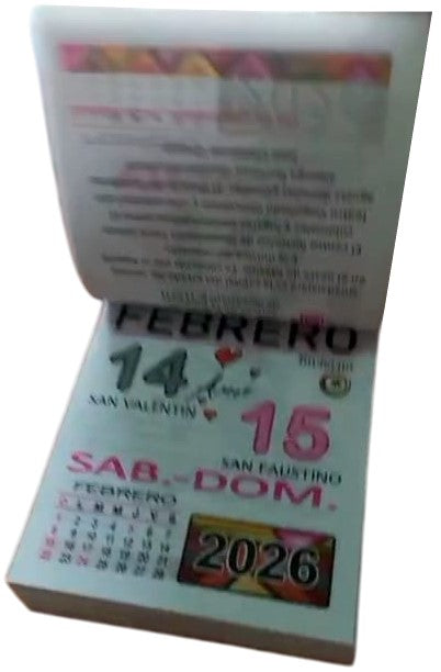 Calendario Santoral 2026 Exfoliador Papel Bond 8×11cm M.Sandoval [Pieza] 4