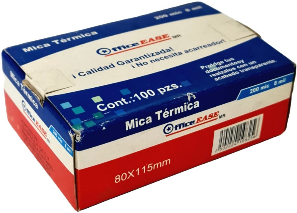 Mica p/Laminadora c/100 200 Micrones 80×115mm OfficeEASE® M0065 [Caja] 7502224108256