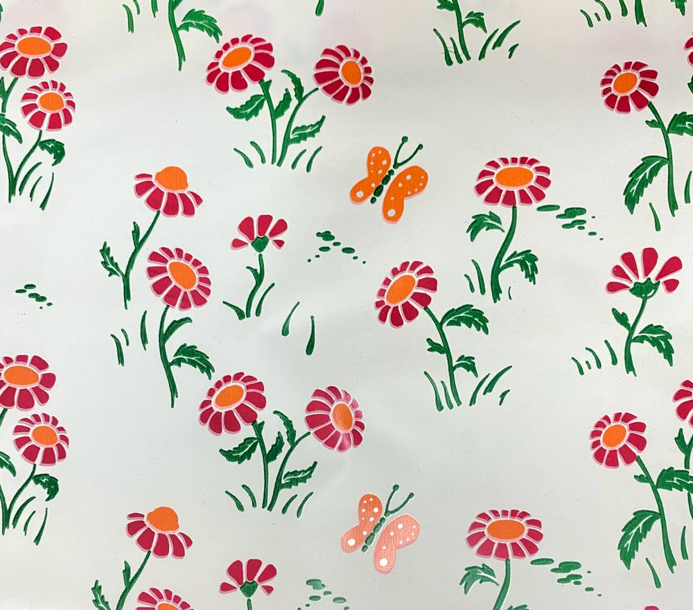 Papel p/Regalo Plastifica Flores y mariposas 70×53 Graficolor® [Metro]
