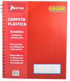 Carpeta Plástica Folder c/8 bolsillos/solapas Colores Carta Norma® 580726 Pieza 7702111807266