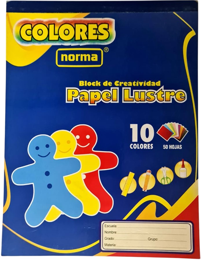 Block de Creatividad Papel Lustre 50 hojas Carta Norma® 532983 [Pieza] 7702111329836
