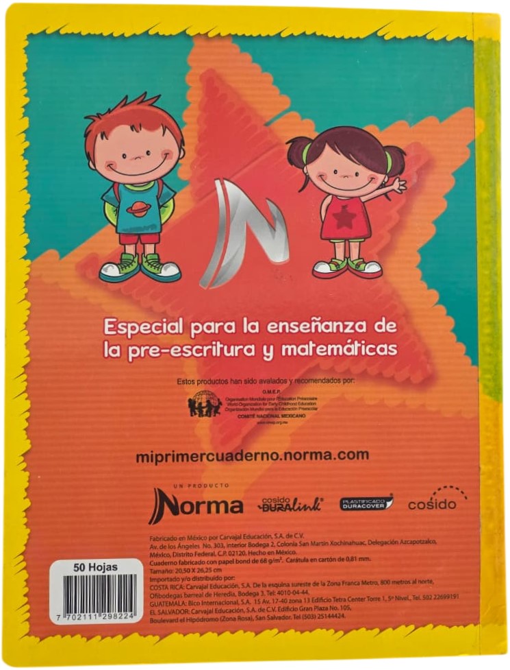 Cuaderno Preescolar Cosid Mi Primer 20×26 #A Blanco 50 hojas Cuadro10mm Norma® 529822 [Pieza] 7702111298224 6