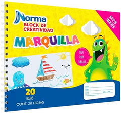 Block p/Dibujo Creatividad Marquilla 20 hojas Blanco Norma® 522306 [Pieza] 7702111223066
