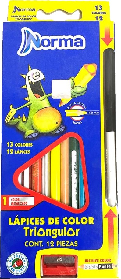 Color de MaderaTriangular Largo 550077 Colores Est.c/12 Norma® 532970 [Estuche] 7702111500778 2