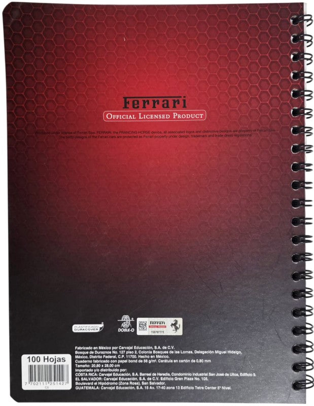 Cuaderno Profesional Espi Espiral Ferrari® 100 hojas Cuadro 5mm Norma® 525142 Pieza 7702111251427 02