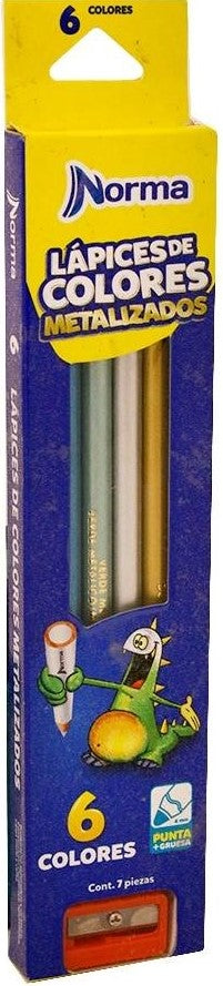 Color de Madera Largos Metalizados Redondo Colores Metalic Est.c/6 Norma® 536092 [Estuche] 7702111360921