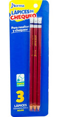 Lápiz Color Triangular Checador c/3 Rojo Carmín Norma® 536567 [Paquete] 7702111365674