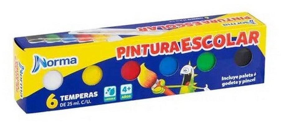 Pintura Témpera Norma Escolar c/6 25ml Colores (6) Norma® 544941 Pieza 7702111449411 01