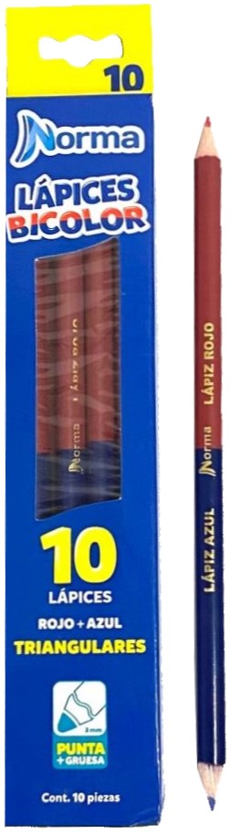 Lápiz Color Checador Bicolor c/10 Rojo-Azul Norma® 534897 [Caja] 7702111348974