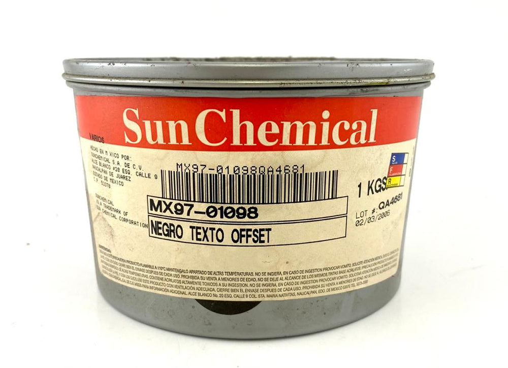 Tinta tono Pantone® 1kg Negro Texto Sun Chemical® 01098 [Kilo]